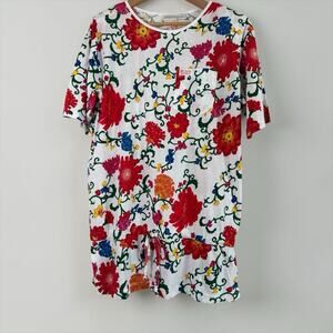 Body Drama Sleepwear Women's Nightgown Shoulder Pads Floral Size M Cotton